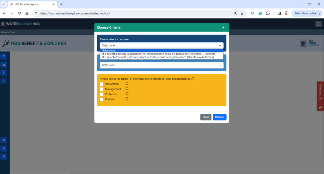 Image showing the NBS tool filters.