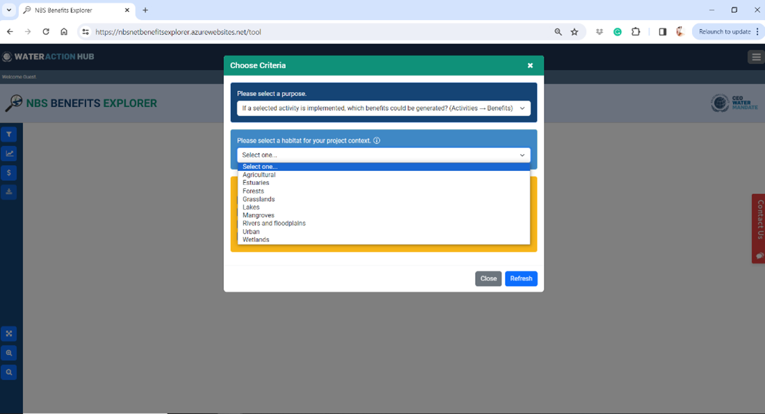 Image showing the NBS tool filters.