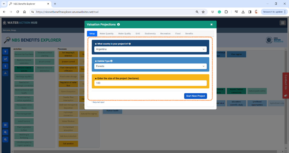 Image showing the NBS tool filters.